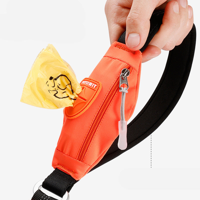 Bungee Dog Leash With Built-in Waste Bag Dispenser