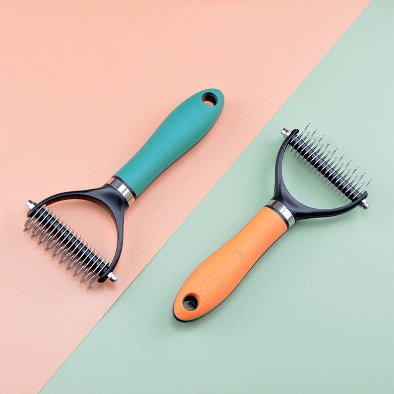 2-in-1 Pet Grooming Brush Set – Dematting & Deshedding Tool for Dogs & Cats