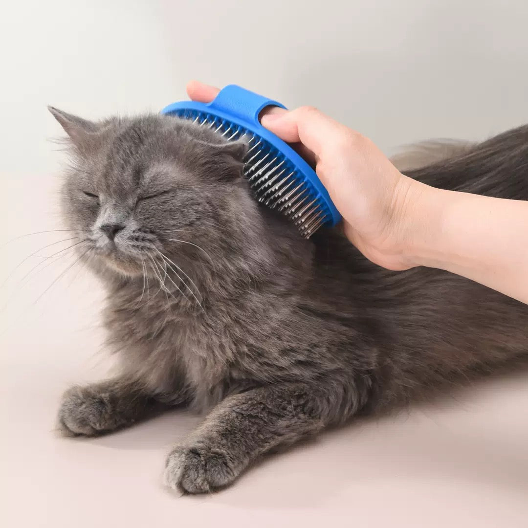 Soft Silicone & Stainless Steel Pet Brush for Bathing & Massage