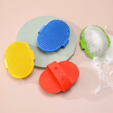 Soft Silicone & Stainless Steel Pet Brush for Bathing & Massage
