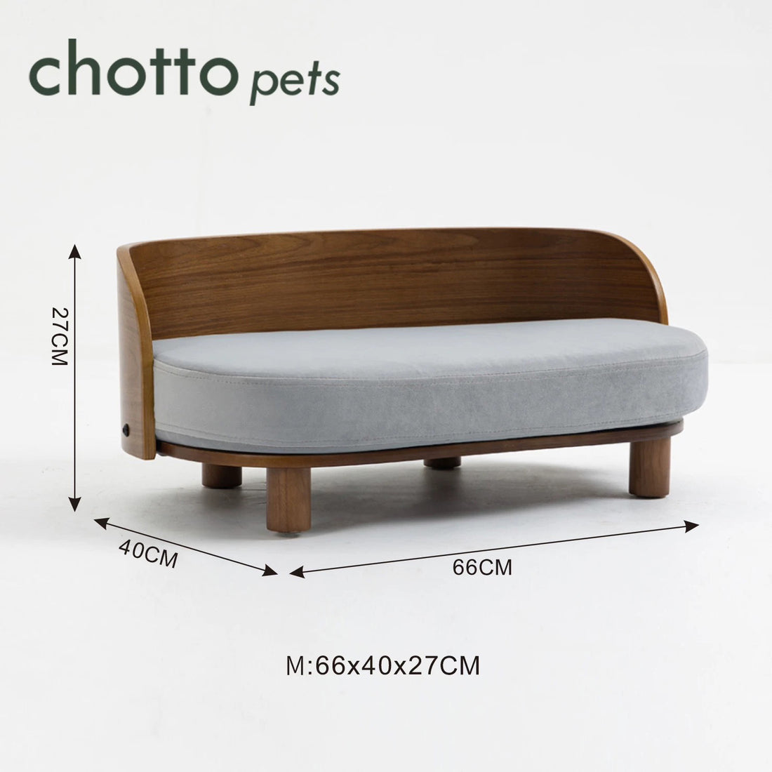 Modern Wooden Pet Sofa - Luxury Elevated Dog & Cat Bed with Soft Washable Cushion, Walnut & Oak Finish