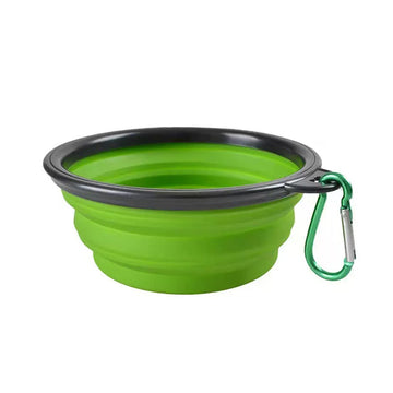 Collapsible Dog Bowl with Carabiner – Portable Travel Pet Water & Food Bowl, BPA-Free Silicone, for Hiking & Outdoor Use, 650ml