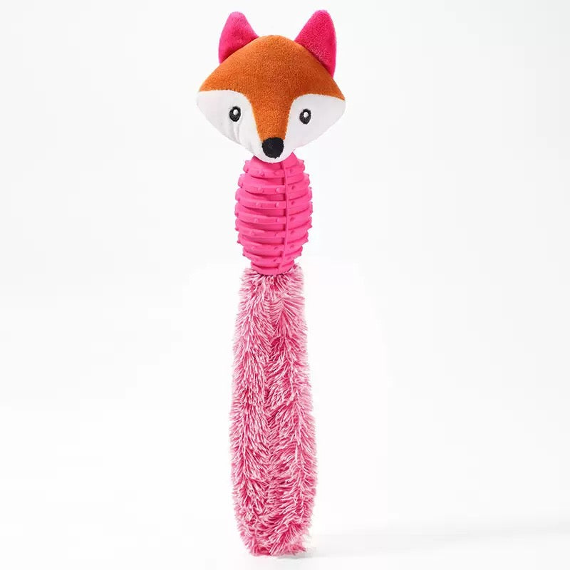 Interactive Squeaky Plush Dog Toy with Chewable TPR Body