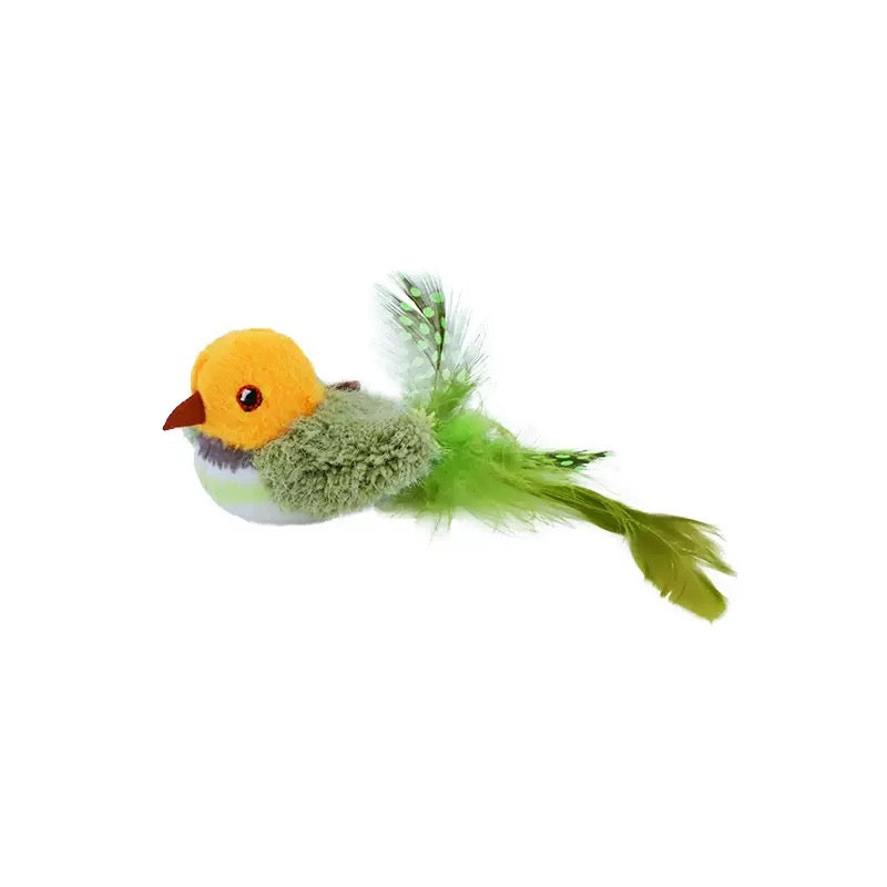 Interactive Chirping Bird Cat Toy – Realistic Sound & Feather Tail for Indoor Cats