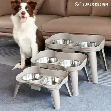 Elevated Dog Bowls with Stand – Double Stainless Steel Pet Feeding Station for Dogs & Cats, Non-Slip Raised Food and Water Bowl Set